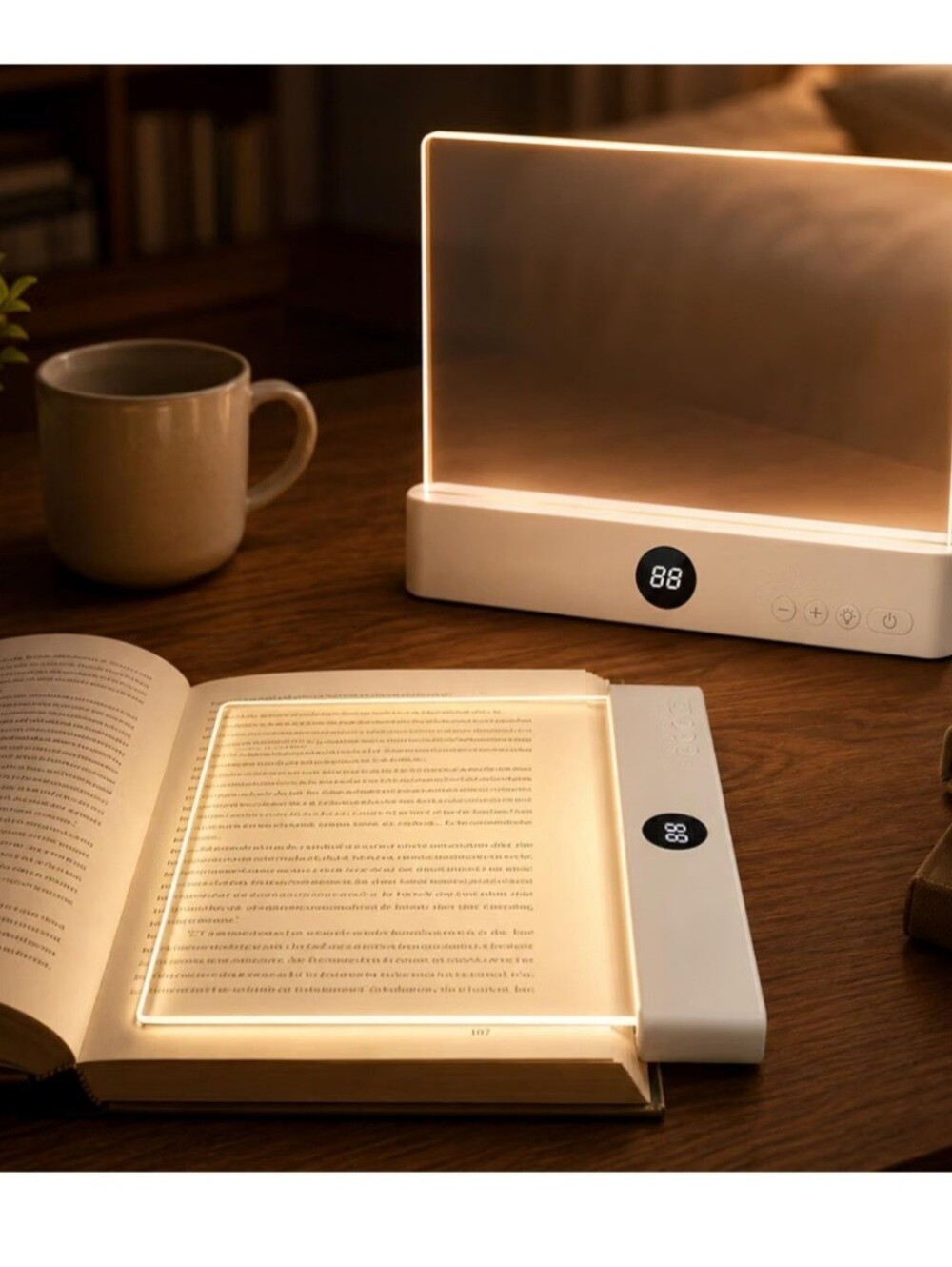 White LED Book Light & Panel Night Lamp with Touch Controls
